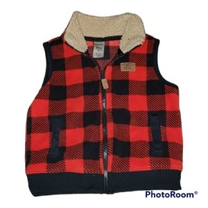 Carter's Plaid Red & Black Vest, Size 18m
